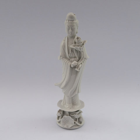 white porcelain figurine blanc de chine lady flower